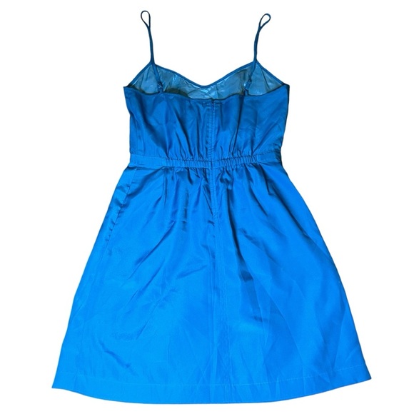 J Crew Satin Electric Blue Mini Party Dress w/ Empire Waist and Spaghetti Straps - Picture 5 of 9